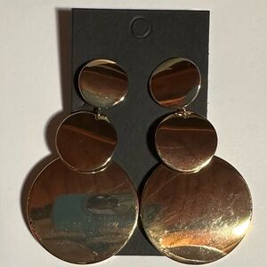 Gold tone 3-circle drip Statement Earrings